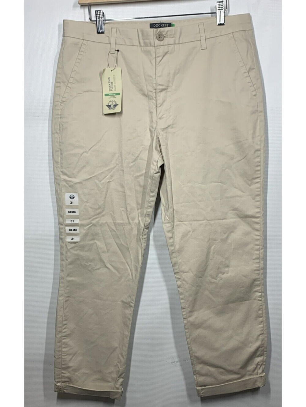 Dockers Weekend Chino Mid Rise Slim Ankle Cotton Khaki Pants Size 31 Long Jean